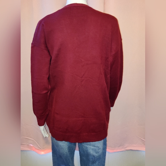 NWT Patch Pocket Burgundy Cardigan - Picture 4 of 6